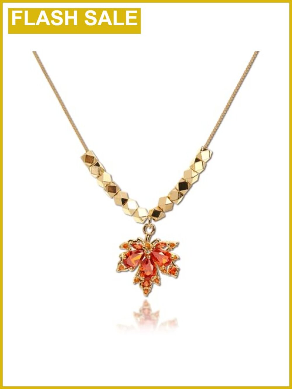 14k Gold Plated Maple Leaf Pendant Necklace Cubic Zirconia Dainty Choker